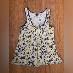 Women’s American Eagle Yellow/White/Black Floral Top (M)
